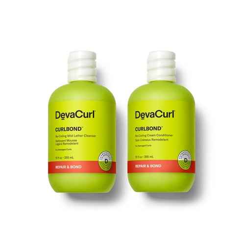 DevaCurl CurlBond Re-Coiling Mild Lather Cleanser and Conditioner, 12 fl oz | Bundle