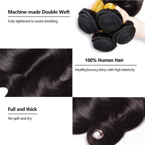 Human Hair Bundles Body Wave Bundles Human Hair 20 20 22 22 Inch 4 Bundles Human Hair 12A Grade 100% Unprocessed Brazilian Virgin Hair Body Wave 4 Bundles Human Hair Extensions Natural Color