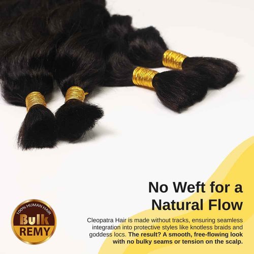 Human Braiding Hair for Boho Braids – French Deep Wave Boho Hair, No Weft, Natural Wave, Micro Braiding Hair, 100% Virgin Remy, 18 Inch 100g (1B Natural Black)