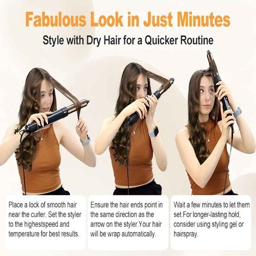 Hair Styler Hair Dryer Brush - 110,000 RPM High-Speed Hot Air Styler,Multi Stylers with Auto-Wrap Curler, Professional Blow Dryer Brush for Fast Curling Volumizing Straightening Styling(Black-Golden)