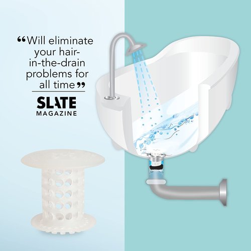 TubShroom Tub Drain Hair Catcher Strainer, 2 Pack, Clear – Drain Protector and Hair Catcher for Bathroom Drains, Fits 1.5” – 1.75” Bathtub and Shower Tub Drains