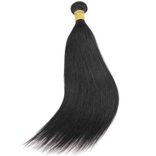 Brazilian Straight Human Hair Bundles Weaves 100% Unprocessed Virgin Straigt Human Hair One Bundles 28Inch Raw Sew in Bundles Deals for Woman Nature Black (100+/-5g)/pc Can be Dyed and Bleached