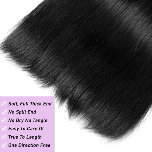 Beautymoon 12A Human Hair Bundles Straight 3 Bundles Human Hair 22 24 26 Inch 100% Unprocessed Brazilian Virgin Hair Straight Weave Bundles Double Strong Weft