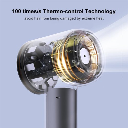 High Speed Hair Dryer 110000 RPM Brushless Motor Nano-Plasma Blow Dryer, 1500W Portable Quiet Electric Hair Dryers Low Noise Dryer for Home, Kids and Travel Use, Silver