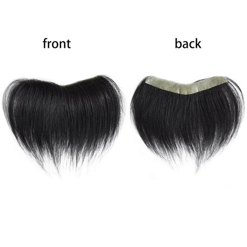 Maweilar Frontal Hairpiece for Women, 0.78"x6.3", 6", Natural Black Hair Extension Hairline Loss Straight Tape in Human Hair Toppers Replacement Toupee (Natural Black, 0.78"x6.3", 6")