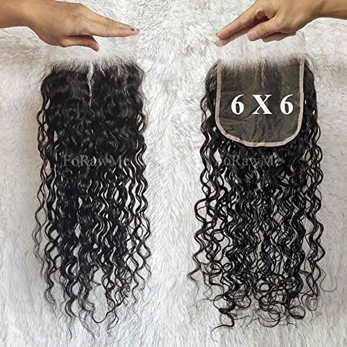 Brazilian Virgin Human Hair Pre Plucked Top Closure 18 Inch 1B 6X6 inch Water Wave Human Hair Transparent Lace Closure With Natural Hairline