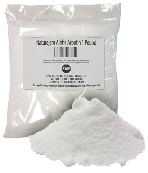 Naturejam Alpha Arbutin Powder Pure Skin Whitener Brightener Dark Spot Corrector, Evens Out Skin Tone and Helps With Hyperpigmentation (1 Pound)