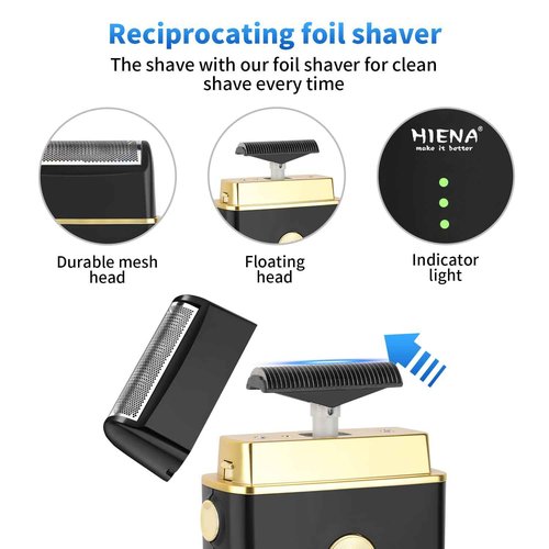 HIENA PRO Professional Cordless Hair Clipper for Men, Beard Trimmers, Electric Foil Shavers and Nose Hair Trimmer Set, Rechargeable Barber Clipper and Hair Cutting Grooming Kit