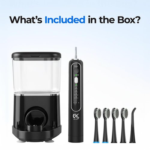 Alfelix Professional Flossing Electric Toothbrush with Water Flosser, 2 in 1 Toothbrush and Water Flosser Combo, Sonic Electric Toothbrush Cordless Flossing Brush (Black)