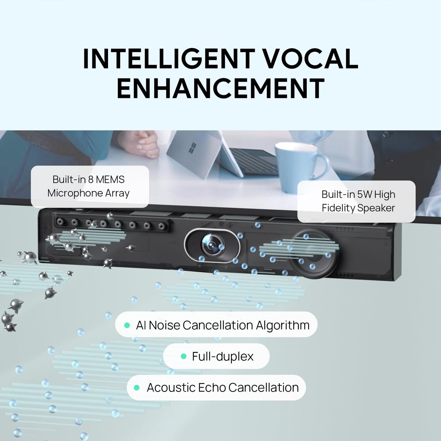 Yealink UVC40 Video Conference Room Camera System Teams Zoom Certified, 4K Webcams All-in-One Video and Audio Conferencing Video Bar, 133° Wide Angle Webcam, Speaker Tracking, PC Connected via USB-A