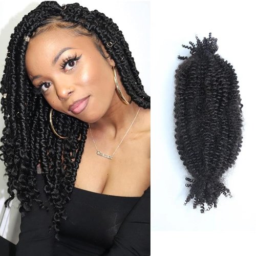 ARUKIHAIR Human Hair Springy Twist Hair Extensions 100% Human Hair Springy Afro Twist Hair Extensions Natural Color 20 Inch 100g