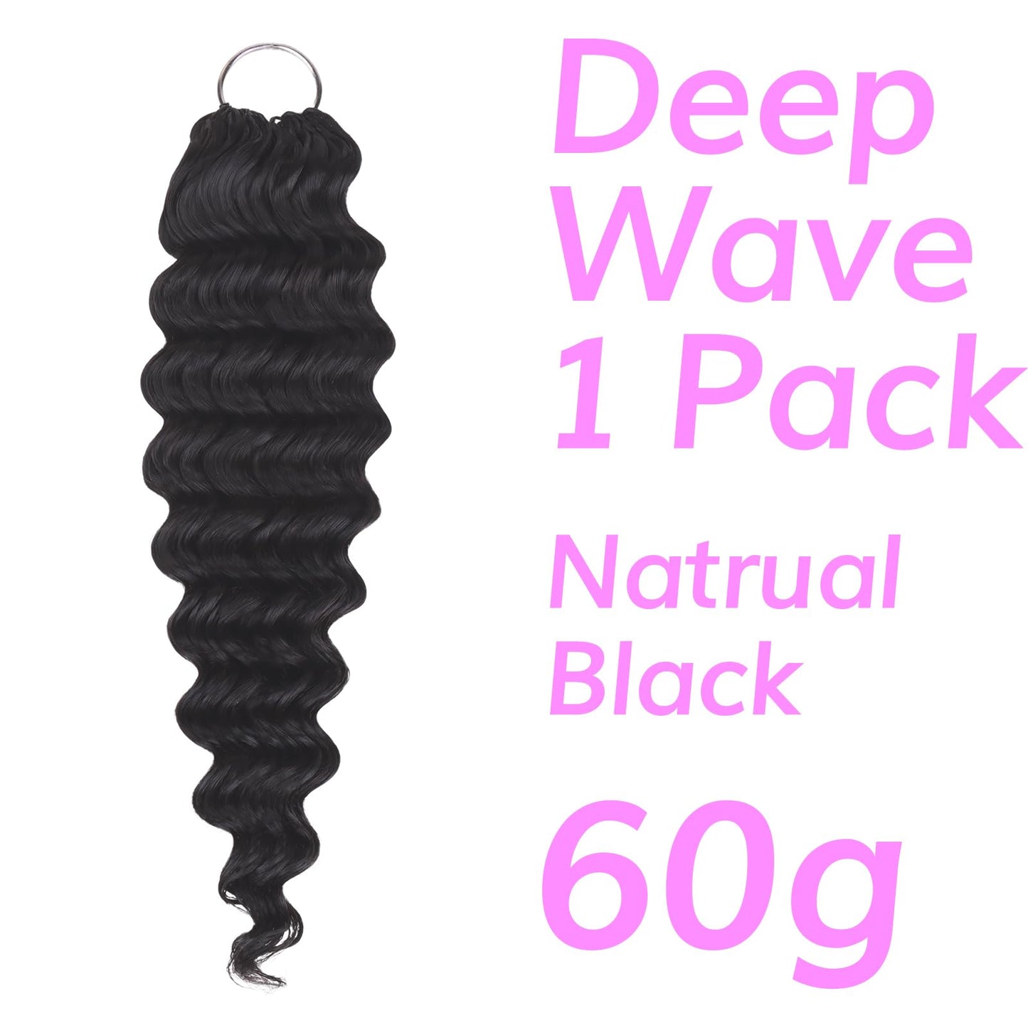 IDN Human Crochet Hair Knotless Pre Separated Bulk, 16 Inch 60g Feather Line Crochet Hair Braids, Deep Wave Natural Black Invisiable Knot Hair Extensions For Women Girl Kids