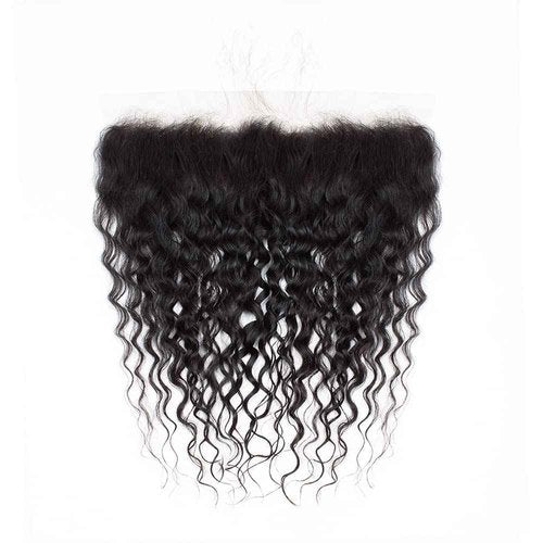 Kapelli Hair 13x4 Lace Frontal Closure Water Wave Regular HD Lace, 200% Density, 100% Brazilian Virgin Human Hair Ear to Ear HD Lace Frontal Pre Plucked with Baby Hair Natural Black Color 18 Inch