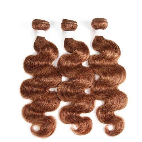 X-TRESS Color 30# Hair Bundles 3 Body Wave Bundles (12" 14" 16")100% Human Hair Dark Brown Bundles Virgin Hair Brown Bundles For Black Women Weave Bundles Human Hair Double Weft Extension(30#)