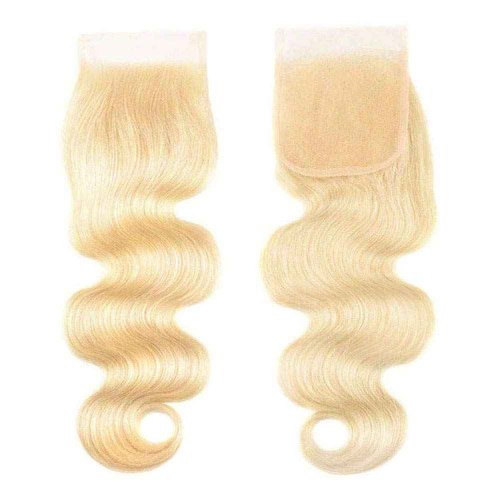 613 Blonde Bundles with Closure Human Hair (12 14 16+10") 12A Brazilian Blonde Body Wave Human Hair 3 Bundles with Closure 100% Unprocessed Virgin Body Wave Weave with Lace Closure