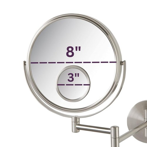 JERDON Wall Mount Mirror for Bathroom - Makeup Mirror with 10X Magnification and 15X Spot Mirror - Nickel Finish - Model JP7510N
