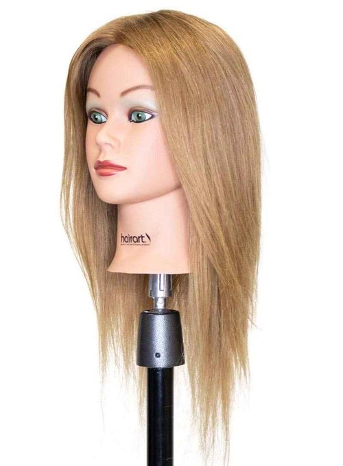 Chantal Cosmetology Training Head, European Hair Mannequin for Practice, [100% European Hair Mannequin] Training Head (Light Brown)