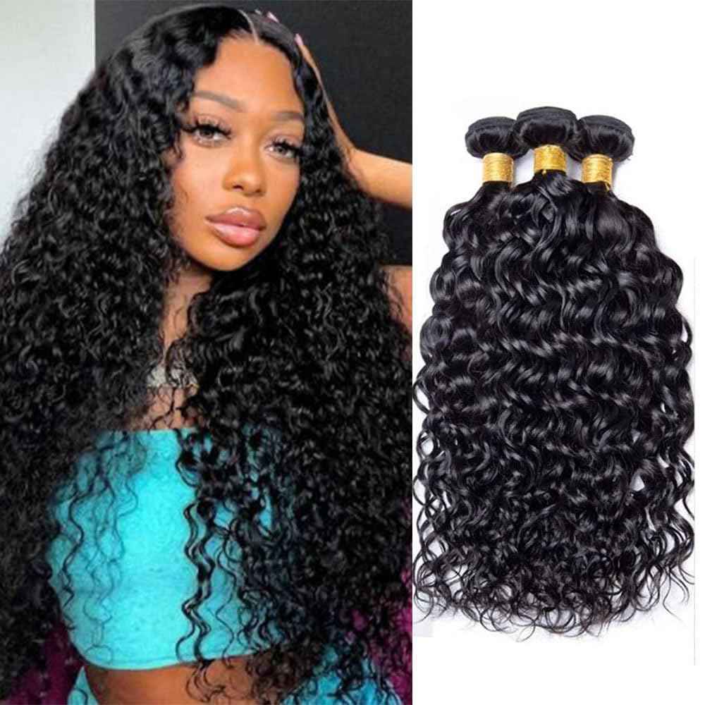 18 18 18 Inch Water Wave Bundles Human Hair 100% Unprocessed Curly Brazilian Virgin Hair Wet And Wavy 3 Bundles Human Hair Natural Black