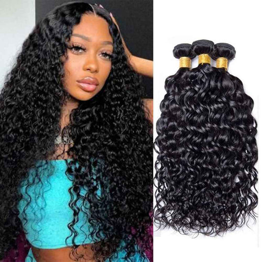 18 18 18 Inch Water Wave Bundles Human Hair 100% Unprocessed Curly Brazilian Virgin Hair Wet And Wavy 3 Bundles Human Hair Natural Black