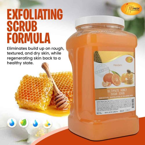 SPA REDI - Sugar Body Scrub, Mandarin Honey, 128 Oz, Exfoliating, Moisturizing, Hydrating and Nourishing, Glow, Polish, Smooth and Fresh Skin - Body Exfoliator