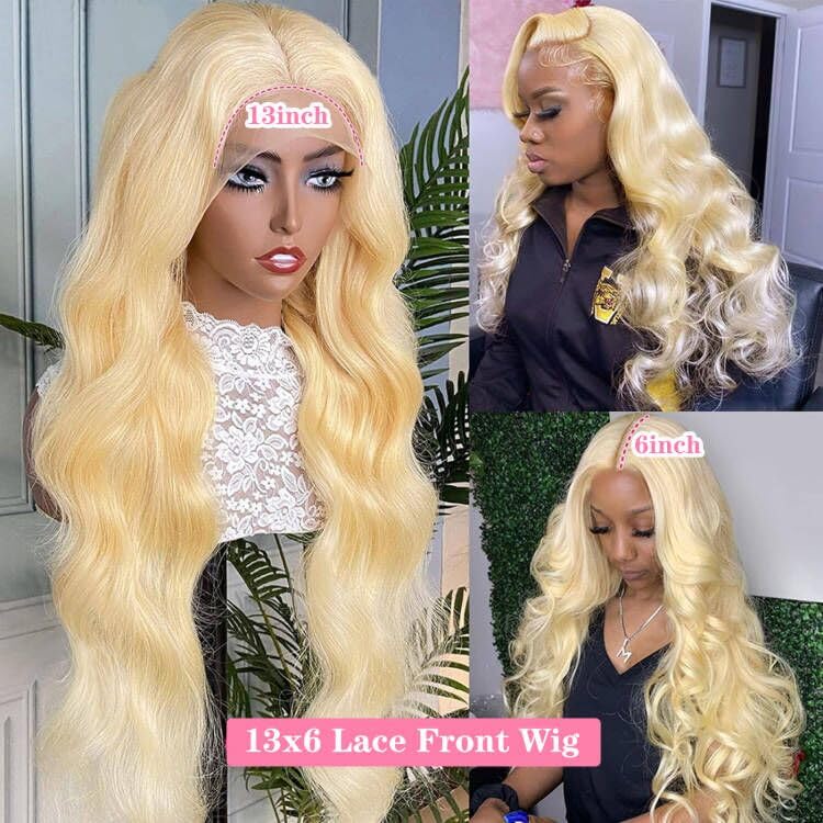 26 Inch Blonde Wig Human Hair 613 13x6 Lace Front Wig Human Hair Pre Plucked 180% Density Body Wave Transparent Lace Frontal Glueless Wigs Human Hair