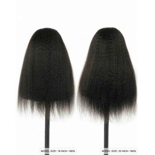 VIVIBABI Hair Lace Front Wigs Kinky Straight 6x4 Wear & Go Glueless Wigs Natural Hairline Pre Cut Lace Closure Wigs Human Hair 180% Density for Women 20Inch