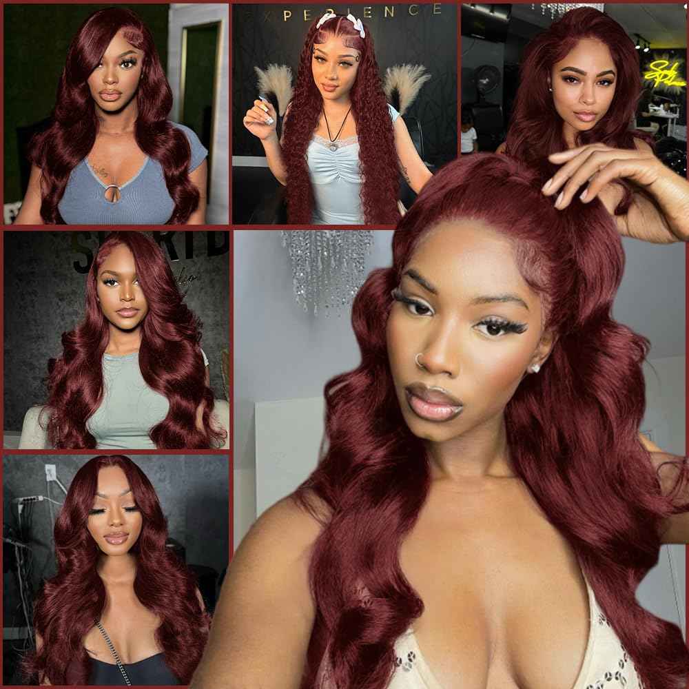 KEKEYY Reddish Brown Lace Front Wigs Human Hair Pre Plucked 30 Inch 200% Density Body Wave Lace Frontal Wigs Human Hair 13x4 HD Lace Brown wig human hair with baby hair glueless wigs