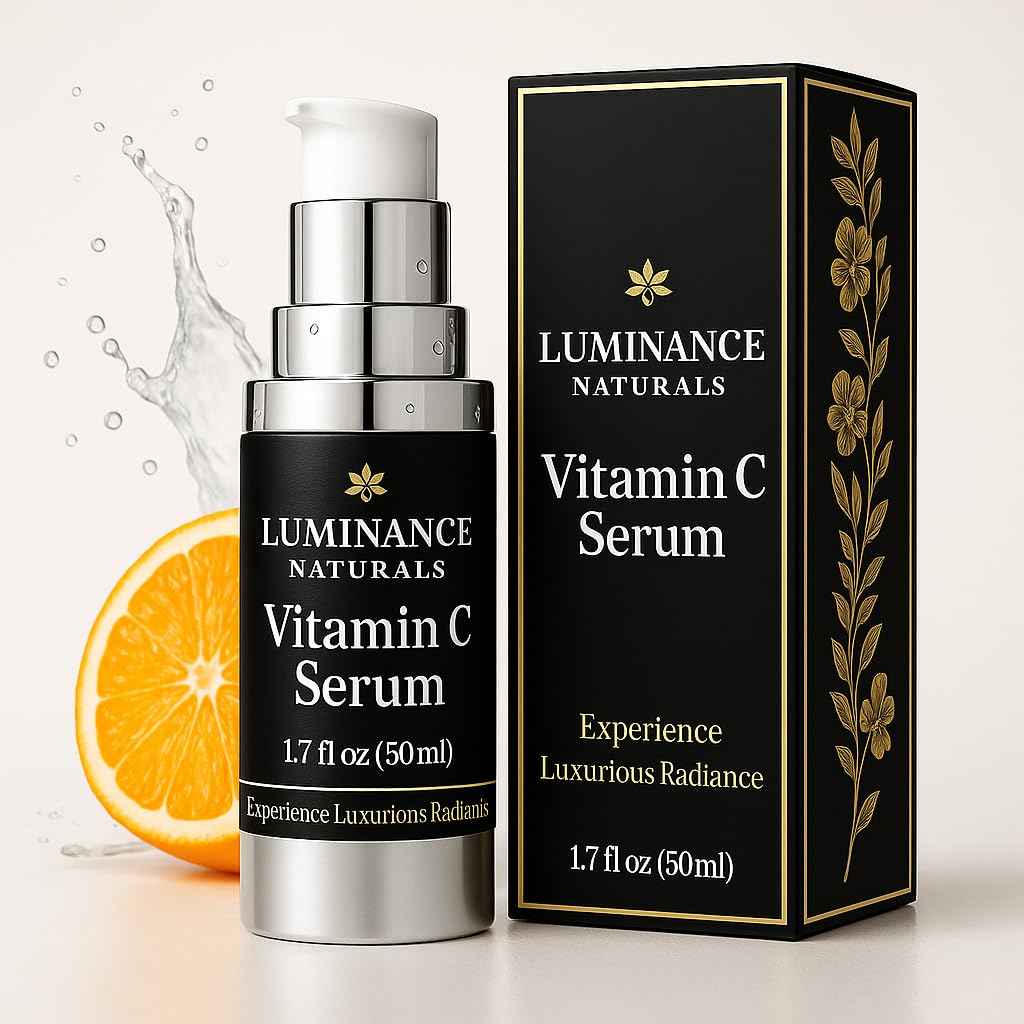 LUMINANCE NATURALS Vitamin C Serum for Mature Skin with Hyaluronic Acid, and Aloe Vera - Hydrating, Lifting, Face Wrinkle & Age Spot Reduction, Anti-Aging Skincare, (1.7 fl oz)