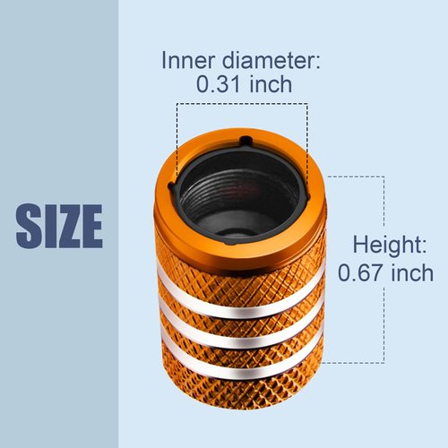 Tire Valve Stem Caps Cover - (5 Pack) Tire Air Cap N2 Nitrogen Metal with Plastic Liner Corrosion Resistant Leak-Proof for Car Truck Motorcycle Bike Orange