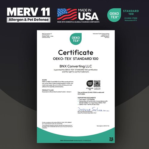 BNX TruFilter 14x14x1 Air Filter MERV 11 (6-Pack) - MADE IN USA - Allergen Defense Electrostatic Pleated Air Conditioner HVAC AC Furnace Filters for Allergies, Dust, Pet, Smoke, Allergy MPR 1200 FPR 7