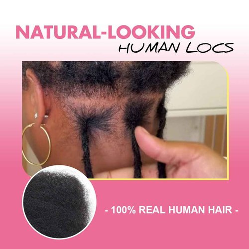 Lounoke12Inch 40 Strands Loc Extensions Human Hair, 0.6cm Pencle Size Dreadlock Extensions Human Hair for Women Men Full Handmade Permanent Dreads Locs(salt)