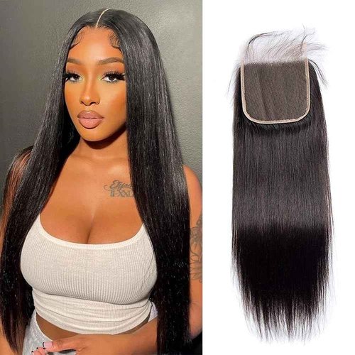 Lemoda 5x5 Closure Straight HD Transparent Lace Closure 12A Brazilian Virgin Human Hair Closure Free Part Pre Plucked with Baby Hair Natural Color 22 Inch