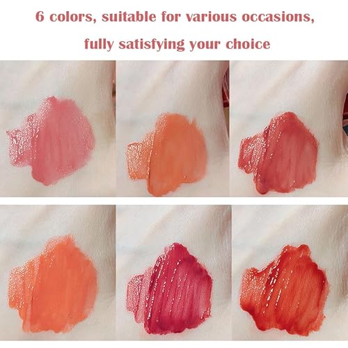 6 Colors Bear Lip Gloss,Jelly Lip Glaze,Cute Liquid Lipstick Bear Lip Stain Watery Lipgloss Plumping Lip Tint Moisturizing Waterproof Long Lasting for Lip and Cheek