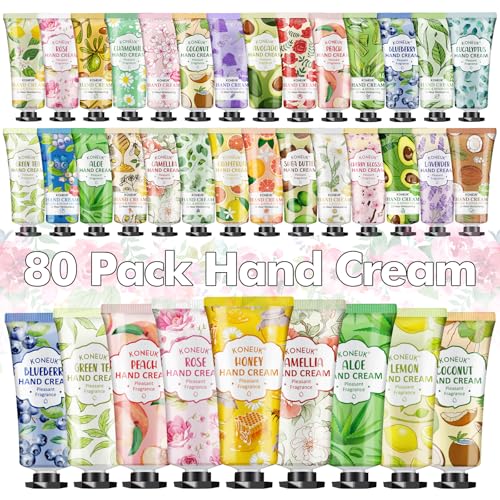 80 Pack Hand Cream Set for Dry Cracked Hands, Bulk Hand Lotion Travel Size for Stocking Stuffers, Mini Hand Cream for Christmas Gifts, Birthday Gifts and Bridal Shower Gifts for Guests