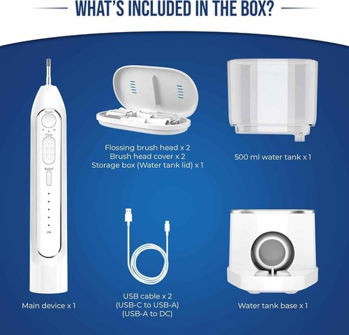 Optum Duo Flossing Toothbrush 2-in-1 Electric Toothbrush Water Flosser Combo – Sonic Toothbrush with 40k Vibrations & High Pressure Dental Flosser, 5 Brushing Modes, Ideal for Braces & Implants