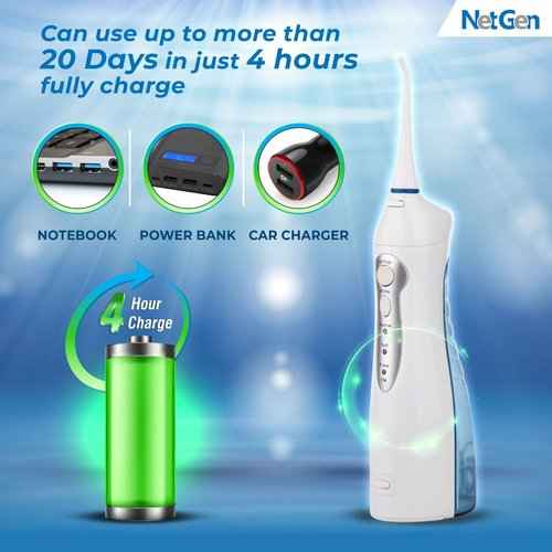 Cordless Water Flosser for Best Cleaning of Teeth Gums Professional Dental Oral Irrigator,Sonic Toothbrush, Electronic Toothbrush with 3 Brushing Modes and Built-in Timer, IPX7 Waterproof, White