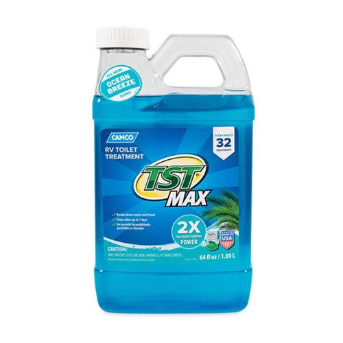 Camco TST MAX RV Toilet Treatment 64 oz. - Control Unwanted RV Sewer Odors & Break Down Waste and RV Toilet Paper - Biodegradable Septic Safe Formula - Ocean Breeze Scent (41612)
