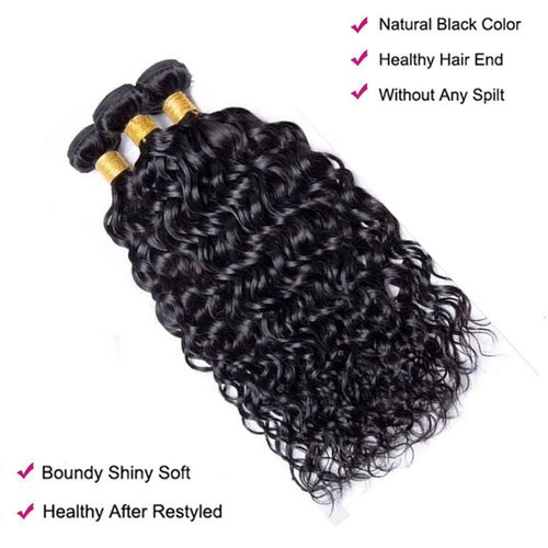 14 16 18 Inch Water Wave Bundles Human Hair 100% Unprocessed Curly Brazilian Virgin Hair Wet And Wavy 3 Bundles Human Hair Natural Black