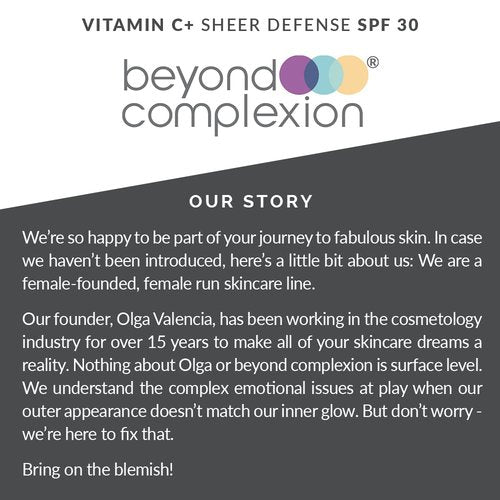 Beyond Complexion Brightening C+ Sheer Defense SPF 30 - Oil-Free, Fast-Absorbing SPF Makeup that Reduces Redness and Evens Skin Tone