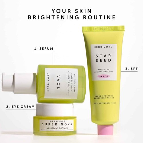 HERBIVORE Nova 15% Vitamin C + Turmeric Brightening Serum for Dark Spots, Hyperpigmentation + Even Skin Tone | Vegan, Plant-Based, Cruelty-Free, 30 mL / 1 oz