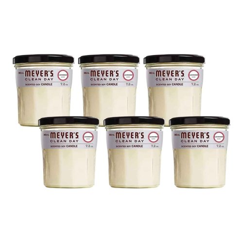 Mrs. Meyer's Clean Day Soy Candle, Lavender, 7.2-Ounce Glass Jars (Pack of 6)