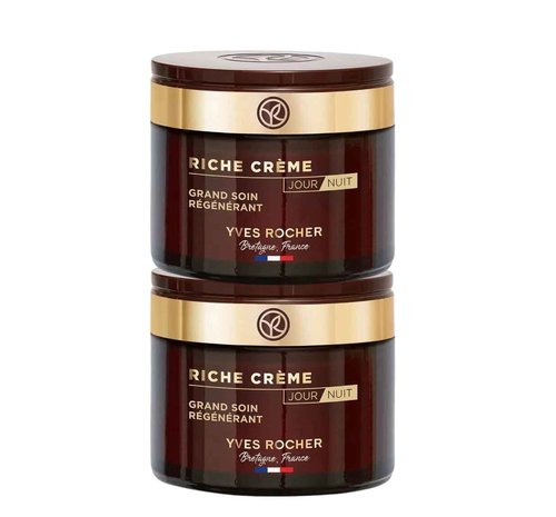 Yves Rocher Riche Crème Face Aging Mature Skin Day & Night Cream Set of 2-75 ml./2.5 fl.oz.