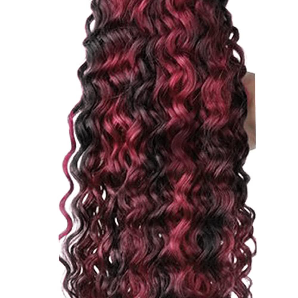 Habiliana Bundles Human Hair 18 20 22 Inch Jerry Curly Wave Burgundy P1B/99J Human Hair Bundles 11A Unprocessed Brazilian Virgin Quick Weave Hair Extensions for Black Women