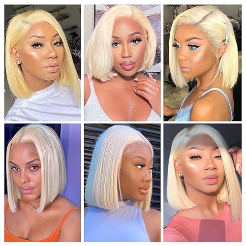 613 Blonde Bob Wig Human Hair 16 Inch 13x4 HD Bob Lace Front Wigs Human Hair Pre Plucked 200 Density Blonde Wig Human Hair Short Bob Wigs for Women