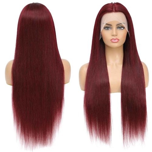 ULRICA 99J Burgundy Lace Front Wigs Human Hair Wigs for Black Women 26 Inch 13x4 HD Lace Burgundy Wig Human Hair Pre Plucked Red Lace Front Wigs 180% Density Straight Burgundy Wig