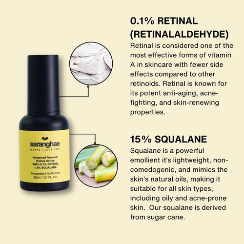Love Saranghae Advanced Renewal Retinal Serum – Lightweight Face Serum with Encapsulated Retinal, Niacinamide & Squalane – Smooth, Brighten & Hydrate Skin – 30ml