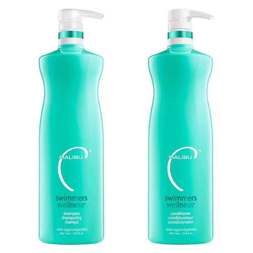 Malibu C Swimmers Wellness Shampoo and Conditioner Set - Restorative Hair Care for Swimmers - Protects Against Chlorine Damage & Combats Brittle Hair (33.8 oz)
