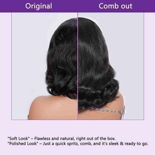 Bob Wig Human Hair Glueless Wigs Human Hair Pre Plucked Pre Cut Body Wave 5x5 Lace Closure Wigs 180 Density 100% Brazilian Virgin Hair Short Wigs for Black Women (16 inch)