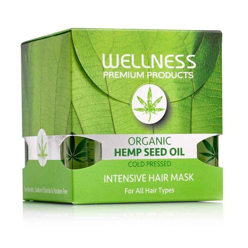 WELLNESS PREMIUM PRODUCTS Hemp Seed Oil Hair Mask - Cold Pressed Organic Hemp Oil, 500ml/16.9oz