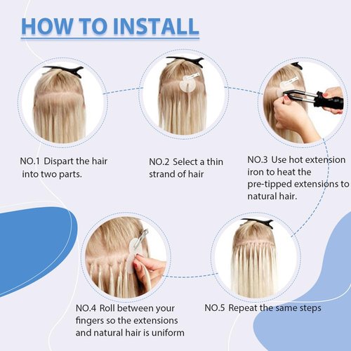 24Inch Long Straight Jet Black I Tip Hair Extensions Human Hair Pre Bonded I Tips Hair Extensions for Women Silky Straight Jet Black Real Human Hair I Tip Extensions Cold Fusion 50g Thick Ends